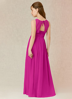 Azazie Bibiane Junior Fuchsia A-Line Pleated Chiffon Dress image5