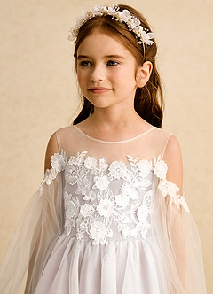 Azazie Zimi Flower Girl Dresses Rose Petal Ball-Gown Sweetheart Neckline Tulle Dress image9