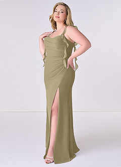 Barbie ♥ Azazie Bridesmaid Dresses Moss Green Mermaid Corset Chiffon Dress image9