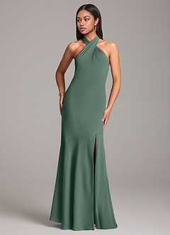 Azazie Lorena Brautjungfernkleider Meerjungfrau-Linie Plissee Chiffon Kleid Seemoos image4