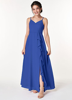 Azazie Naeem Junior A-Linie Gestreift Chiffon Kleid Königsblau image1
