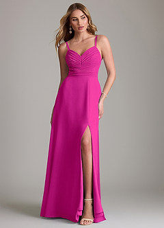 Azazie Terese Bridesmaid Dresses Fuchsia A-Line Pleated Chiffon Dress image1
