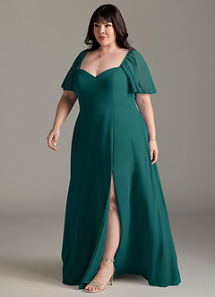 Azazie Chloe Bridesmaid Dresses Peacock A-Line Sweetheart Neckline Chiffon Dress image11
