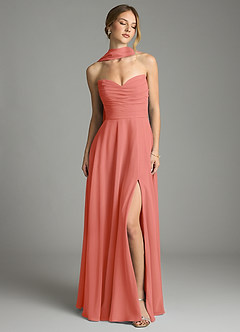 Azazie Ayla Abiti da Damigella Abito A-Line in Chiffon Scollo a Cuore Salmone Rosa image8