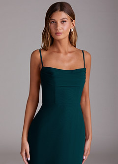Azazie Saige Bridesmaid Dresses Pine A-Line Off the Shoulder Chiffon Convertible Dress image2