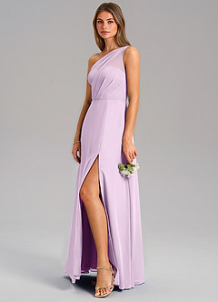 Azazie Phaedra Jurken voor bruidsmeisjes Jurk van Chiffon met A-Lijn One-Shoulder Frosted Lila image5