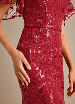 Azazie Milan Mother of the Bride Dresses Burgundy Sheath Sequins Dress image6