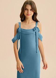 Azazie Bellalina Junior Syrena Pofałdowany Satyna elastyczna Długość podłogi Młodsza druhna Sukienka image6