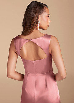 Azazie Flori Bridesmaid Dresses Rosette Sheath Side Slit Metallic Satin Dress image6