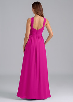 Azazie Mianna Jurken voor bruidsmeisjes Jurk van Chiffon met A-Lijn Geplooid Fuchsia image2