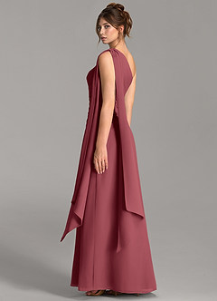 Azazie Ayra Bridesmaid Dresses Merlot A-Line One Shoulder Chiffon Dress image2