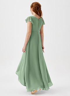 Azazie Breanne Junior Matcha A-Line Chiffon Dress image3