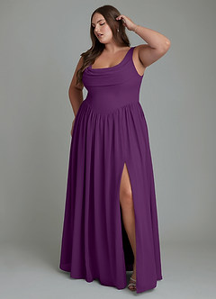 Azazie Novi Bridesmaid Dresses Grape A-Line Pleated Chiffon Dress image9