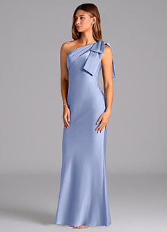 Azazie Yuanna Robes de demoiselle d'honneur Robe Sirène en Satin extensible Ue épaule Eis image4