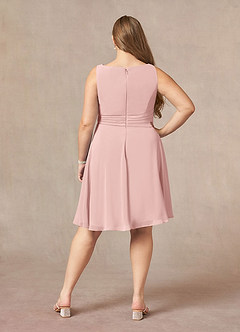 Azazie Shirley Mother of the Bride Dresses Powder Pink A-Line Scoop Pleated Chiffon Dress image12