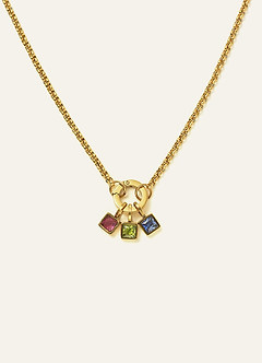 front 18K Gold Plated Charm Birthstone Necklace