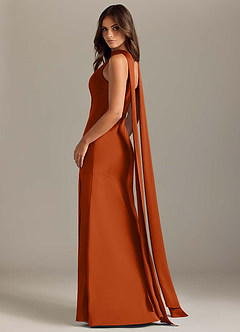 Azazie Kinsley Bridesmaid Dresses Burnt Orange Mermaid Side Slit Stretch Satin Dress image6