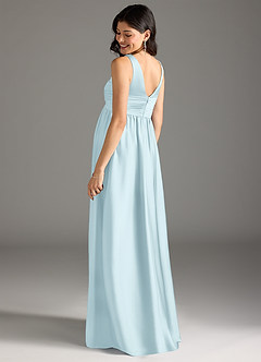Azazie Yetta Maternity Bridesmaid Dresses A-Line Pleated Stretch Satin Floor-Length Dress image3
