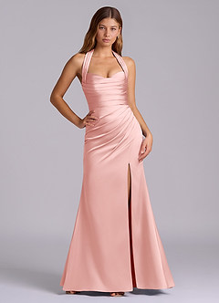 Azazie Destiny At-home Try On Dresses Sangria Mermaid Sweetheart Neckline Stretch Satin Dress image6
