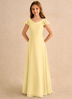 Azazie Nari Girls Formal Flower Girl Klänningar Klänning A-Line i Chiffong med ärmar image6