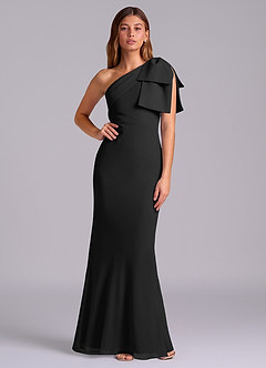 Azazie Yuanna Bridesmaid Dresses Black Mermaid One Shoulder Chiffon Dress image1