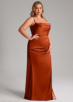 Azazie Leonis Bridesmaid Dresses Paprika Mermaid Pleated Stretch Satin Convertible Dress image13