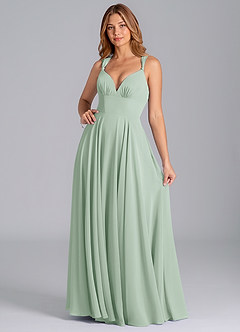 Azazie Darana Bridesmaid Dresses Agave A-Line Corset Chiffon Dress image3
