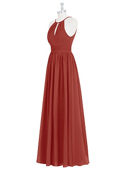 Azazie Cherish Bridesmaid Dresses Terracotta A-Line Pleated Chiffon Dress image8