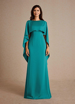 Azazie Eli Abiti per la Madre della Sposa Abito Tubino in Raso Elasticizzato Scollo a barca Verde Acqua image9