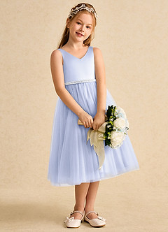 Azazie Firefly Flower Girl Dresses Lavender A-Line Bow Matte Satin Dress image3