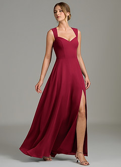 Azazie Gwendolyn Bridesmaid Dresses Burgundy A-Line Sweetheart Neckline Chiffon Dress image3