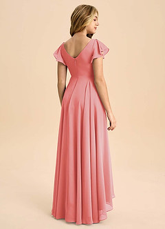 Azazie Caria Junior Coral A-Line Pleated Chiffon Dress image2