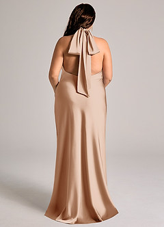 Azazie Velli Abiti da Damigella Abito Sirena in Raso Elasticizzato Collo Alto Rosa Inglese image9