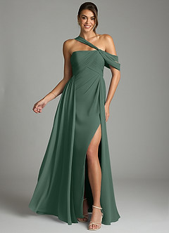 Azazie Kassandra Morsiusneito Mekot A-linja Olkapään ulkopuolella Sifonki Lattian pituus Pukeutua image1