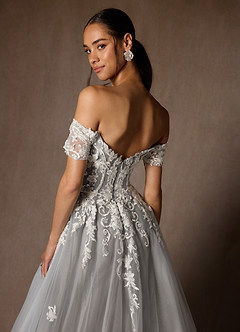 Azazie Rowe Hochzeitskleider Ballkleid Schulterfrei Tüll Kleid Diamantweiß Mokka image6