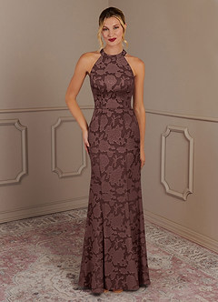 Azazie Tyra Mother of the Bride Dresses Espresso Mermaid Floral Burnout Dress image1