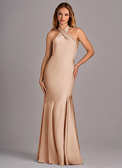 Azazie Lorena Bridesmaid Dresses English Rose Mermaid Pleated Stretch Satin Dress image4