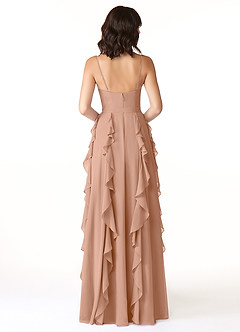 Azazie Peyton Bridesmaid Dresses Champagne Rose A-Line Ruched Chiffon Dress image2