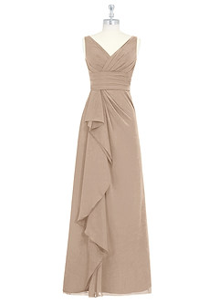 Azazie Julianna Bridesmaid Dresses Taupe A-Line Chiffon Dress image6