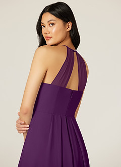Azazie Sarah Bridesmaid Dresses Grape Empire Pleated Chiffon Dress image7