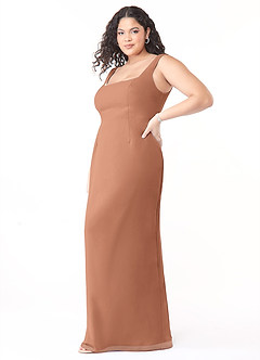 Azazie Flori Bridesmaid Dresses Bronzer Sheath Square Neckline Chiffon Dress image7