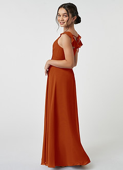 Azazie Amada Junior Paprika A-Line Ruched Chiffon Dress image4