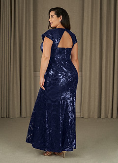Azazie Korinna Mother of the Bride Dresses Dark Navy Mermaid Sequins Dress image8