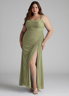 Azazie Jesaphine Bridesmaid Dresses Pistachio Sheath Ruched Mesh Dress image6