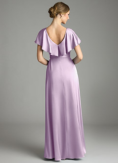 Azazie Lainey Bridesmaid Dresses Frosted Lilac A-Line with Pockets Stretch Satin Dress image7