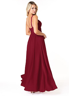 Azazie Chanel Brautjungfernkleider A-Linie Plissee Chiffon Kleid Burgunderrot image5