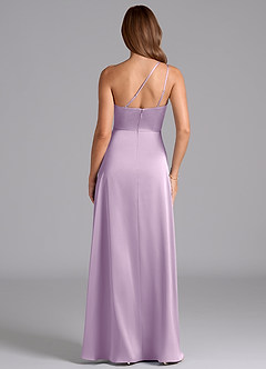 Azazie Trina Bridesmaid Dresses Frosted Lilac A-Line One Shoulder Stretch Satin Dress image2