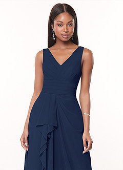 Azazie Julianna Bridesmaid Dresses Dark Navy A-Line Chiffon Dress image5