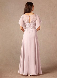 Azazie Faviola Final Sale Blushing Pink A-Line Boatneck sequins Chiffon Dress image3