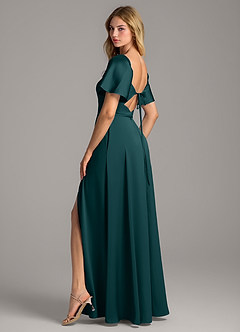 Azazie Chloe Bridesmaid Dresses Pine A-Line Sweetheart Neckline Stretch Satin Dress image2